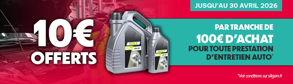 10€ de remise par tranche de 100€ d’achat sur l’entretien auto