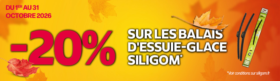 20% de remise sur les balais d’essuie-glace SILIGOM !