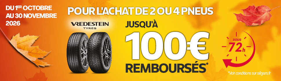 Jusqu’à 100€ remboursés en seulement 72h sur les pneus Vredestein