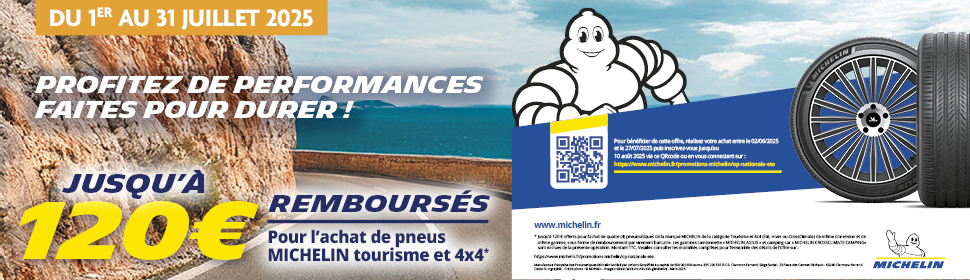 Jusqu’à 120€ remboursés pour l’achat de pneus MICHELIN