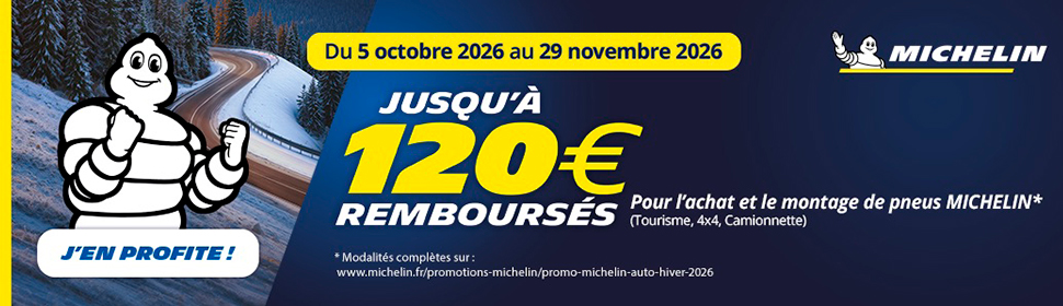 Jusqu’à 120 € remboursés sur vos pneus Michelin !