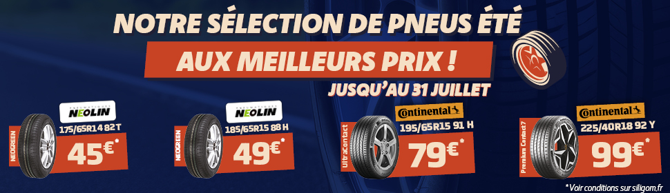 Vos pneus Continental et Neolin à petits prix
