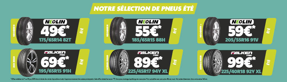 Promos sur une sélection de pneus été 