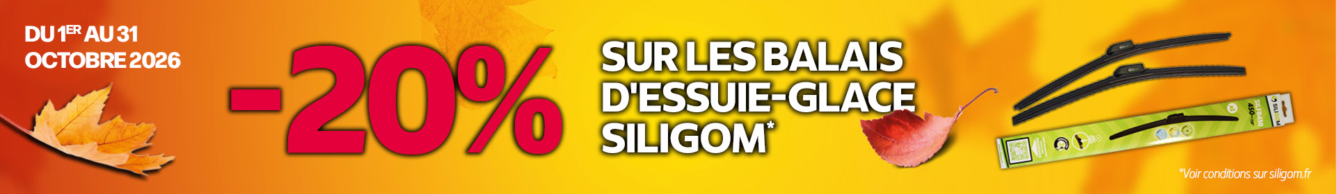 -20% sur les balais d'essuie-glace SILIGOM